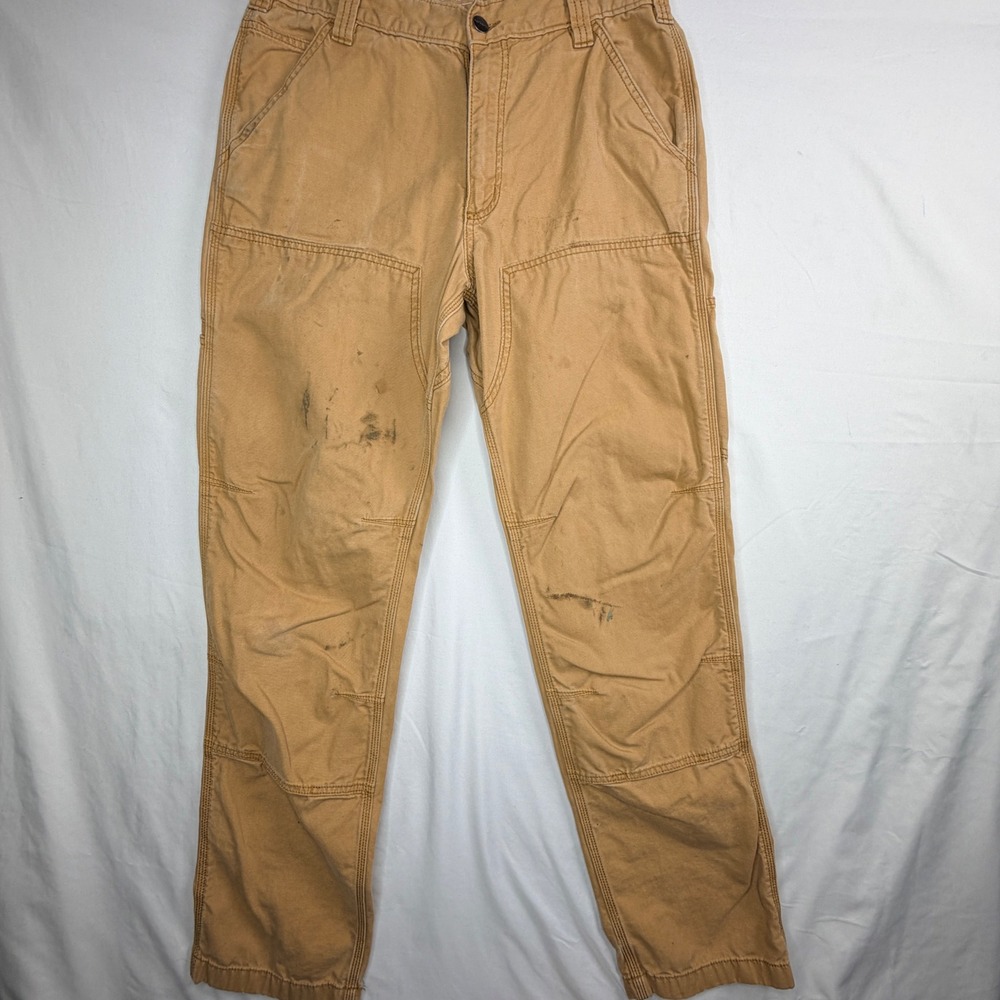 Carhartt Double Knee Work Pants 32x34 Brown Relaxed Fit Carpenter Trousers